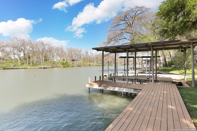 view of dock featuring a water view