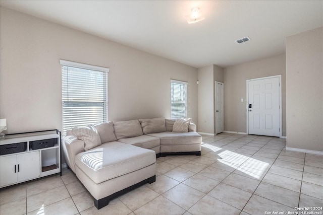 view of tiled living room