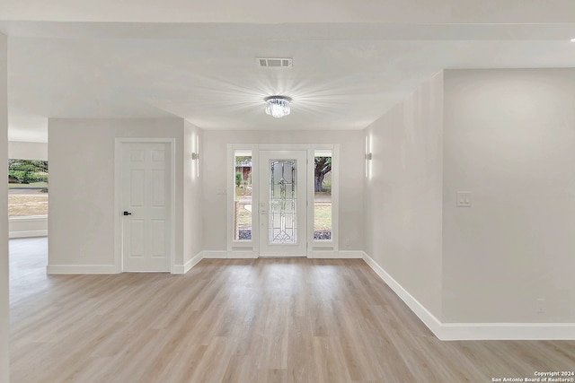 spare room with light wood-type flooring and a wealth of natural light