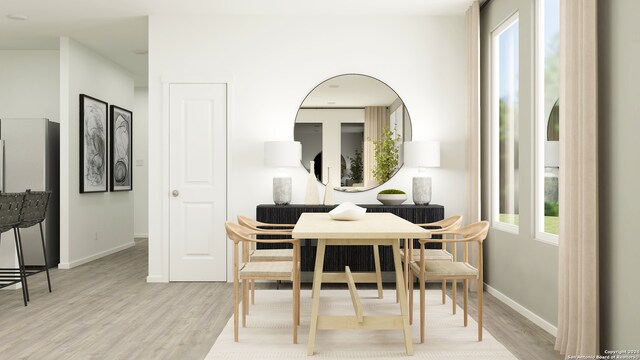 dining area featuring light hardwood / wood-style floors