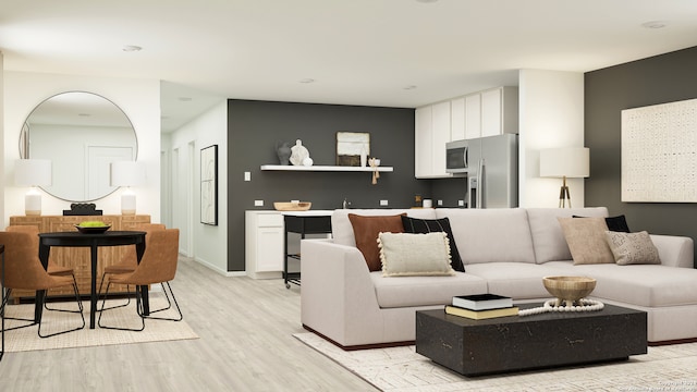 living room with light wood-type flooring