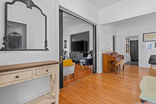 living room featuring light wood-type flooring