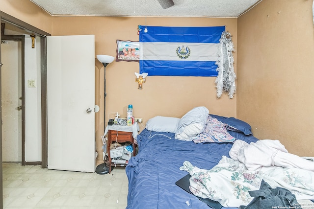 bedroom with a textured ceiling