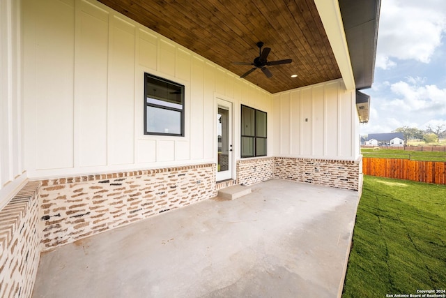 view of patio / terrace with ceiling fan