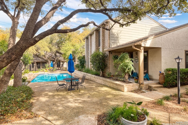 view of swimming pool with a patio area