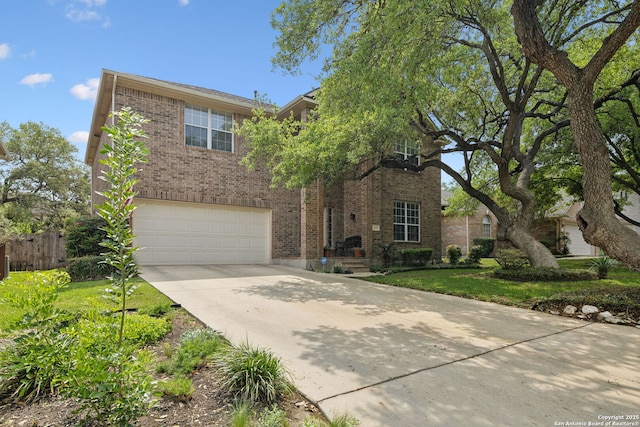 822 Emerald Bay, San Antonio, TX 78260 - traditional-style house with brick siding, a garage, and concrete driveway