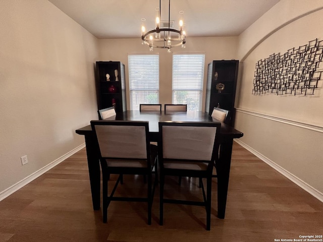 822 Emerald Bay, San Antonio, TX 78260 - dining space featuring a chandelier and dark wood finished floors