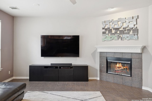 822 Emerald Bay, San Antonio, TX 78260 - living area featuring a fireplace and tile patterned floors