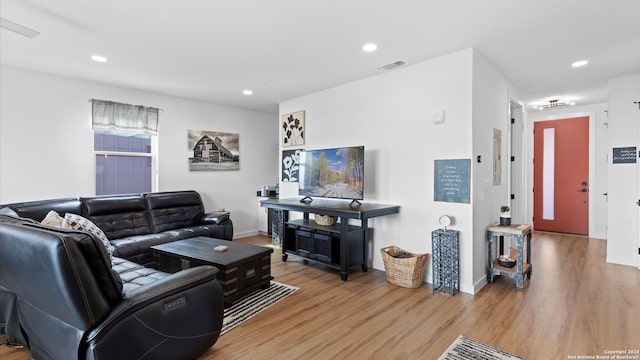 living room featuring light hardwood / wood-style floors