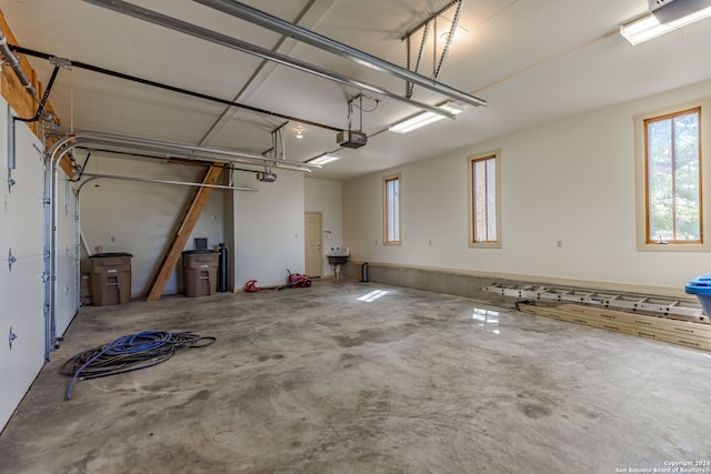 garage with a garage door opener