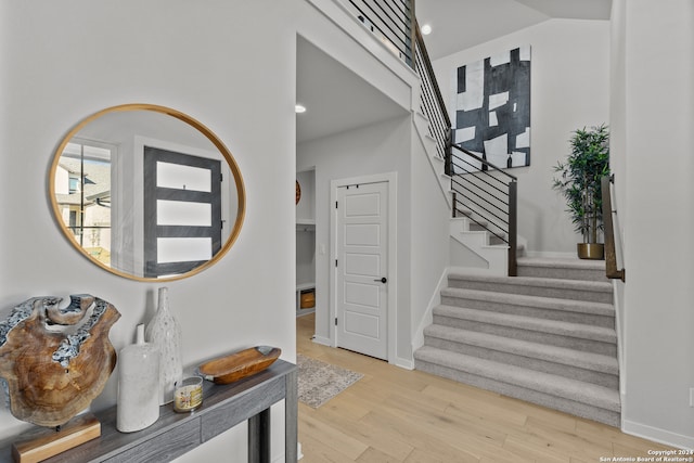 foyer entrance featuring light hardwood / wood-style floors