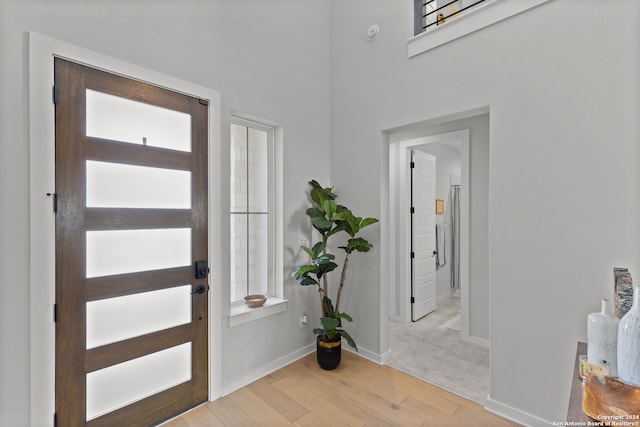 foyer featuring light wood-type flooring