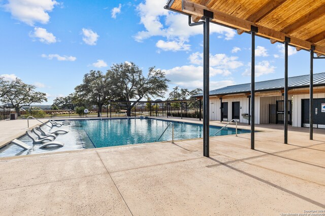 view of pool featuring a patio area