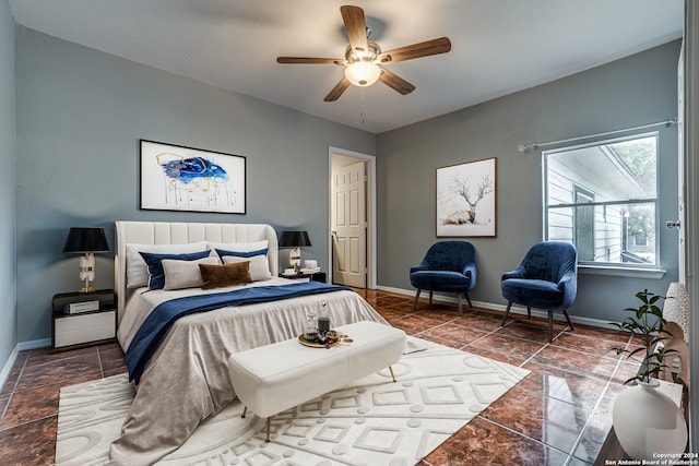 bedroom featuring ceiling fan