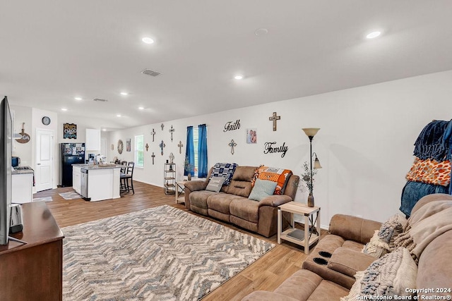 living room featuring light hardwood / wood-style floors