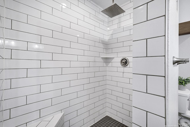 bathroom with toilet and a tile shower