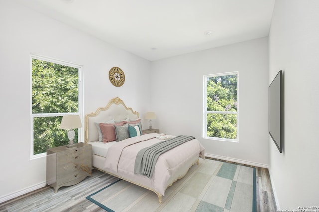 bedroom featuring light wood-type flooring