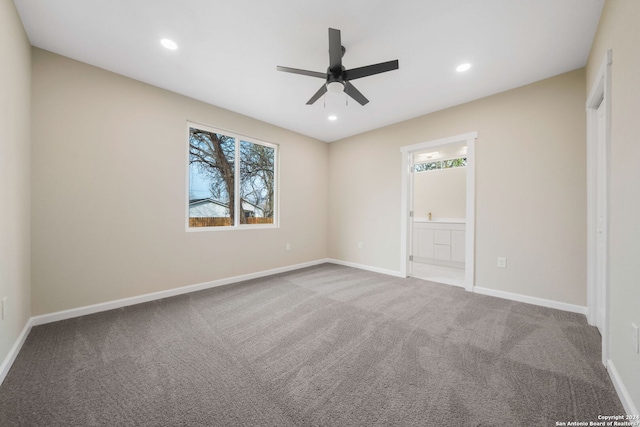 empty room with carpet and ceiling fan