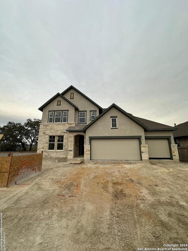 view of front of house with a garage