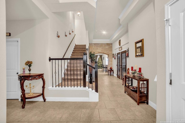 entryway featuring french doors