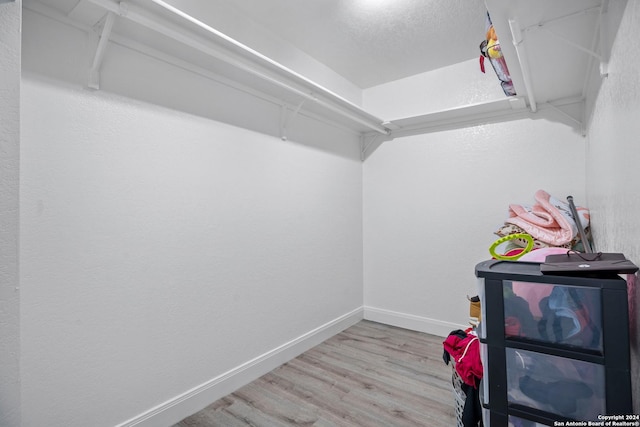 spacious closet featuring light hardwood / wood-style floors