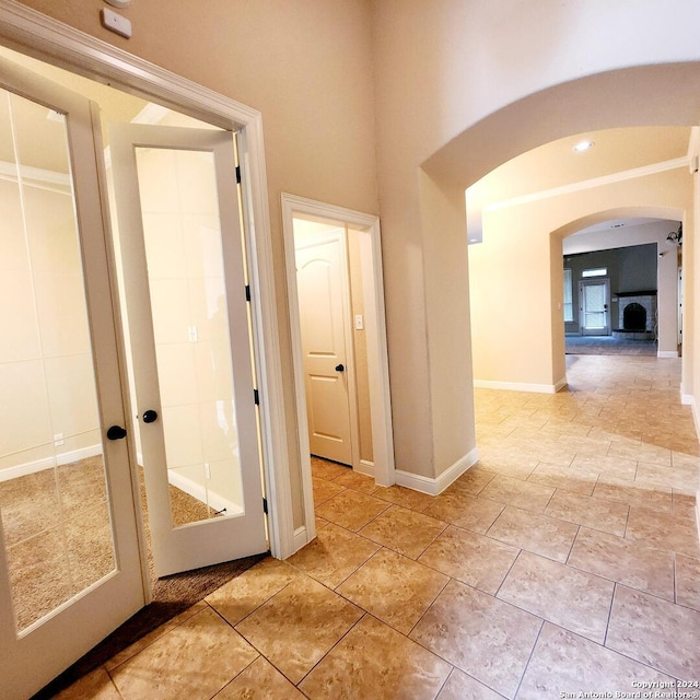 hallway with french doors