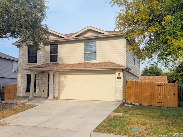 view of property with a garage