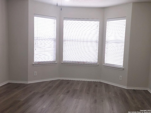 spare room featuring dark hardwood / wood-style flooring