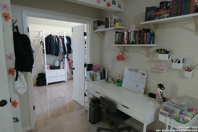 interior space featuring light tile patterned flooring