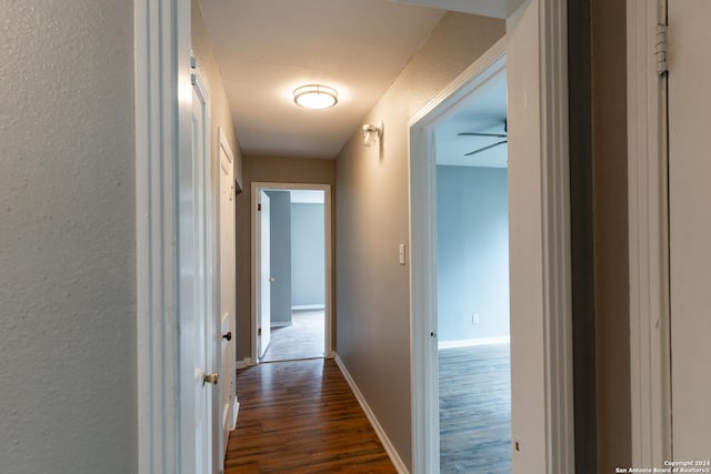 hall with dark hardwood / wood-style flooring