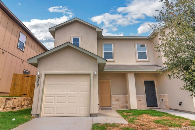 view of front of house with a garage