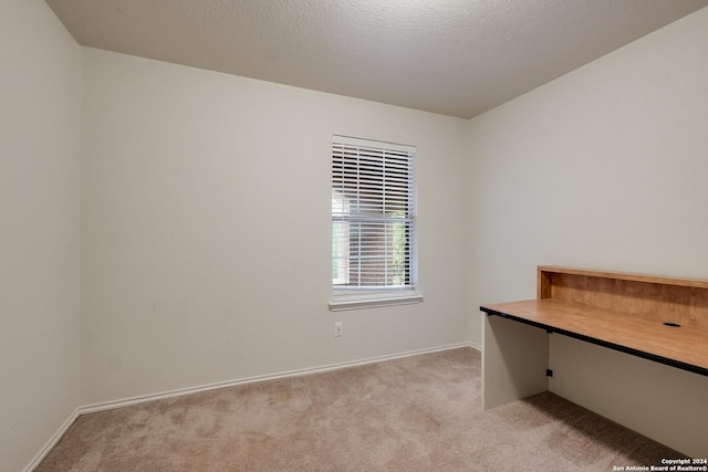 carpeted spare room with a textured ceiling