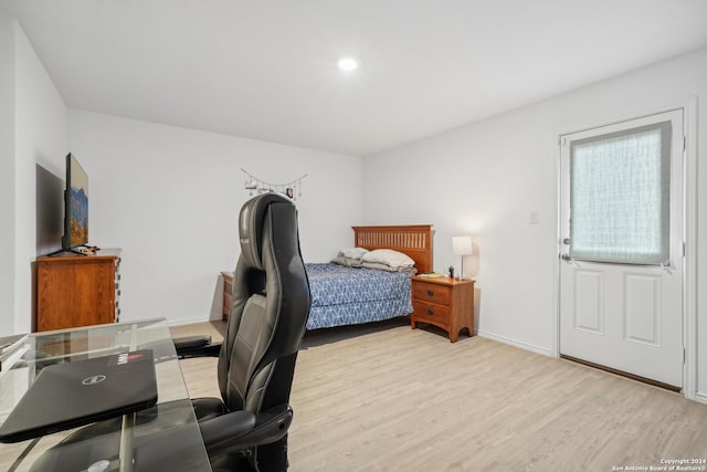 bedroom featuring light hardwood / wood-style flooring