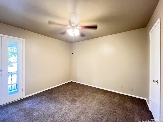 carpeted empty room with ceiling fan