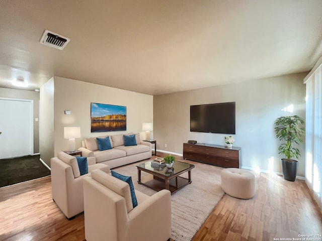 living room featuring light hardwood / wood-style flooring