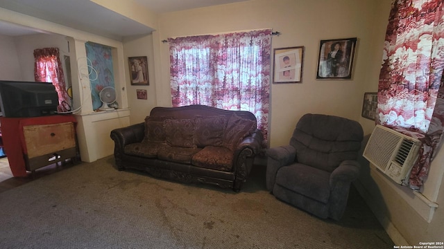 living area featuring carpet floors