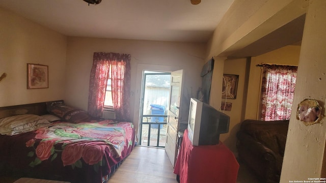 bedroom featuring light wood-type flooring