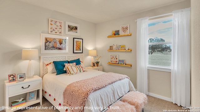 bedroom with carpet