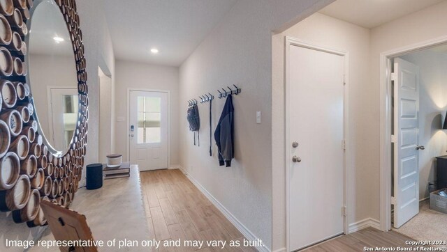 foyer entrance featuring light hardwood / wood-style floors