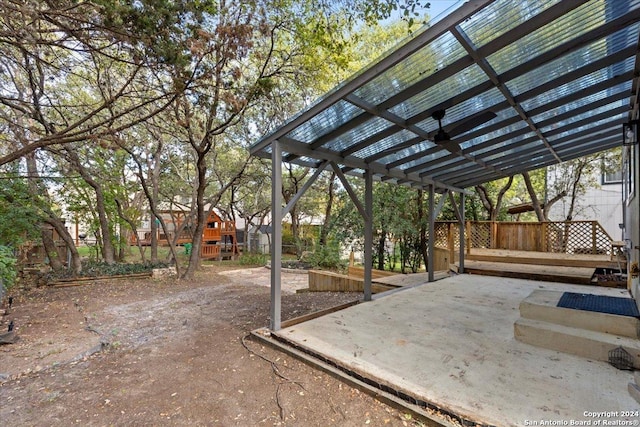 view of patio / terrace featuring a pergola and a deck