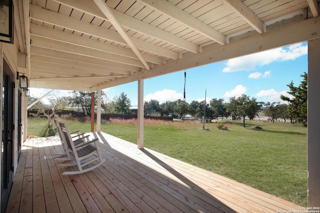 deck with a lawn