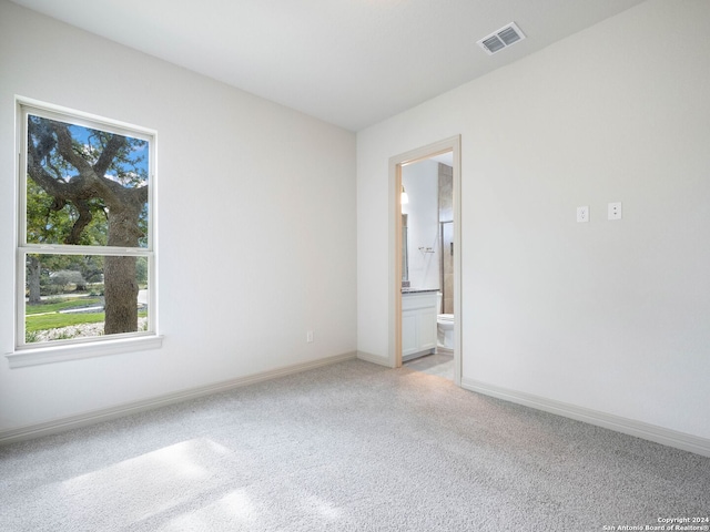 unfurnished room with light carpet