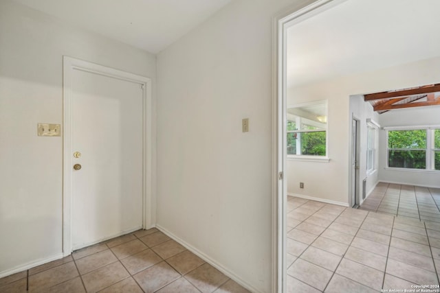 interior space featuring light tile patterned flooring