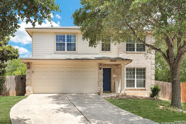 view of property with a garage