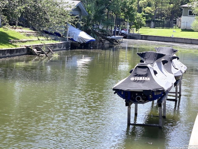 view of dock featuring a water view