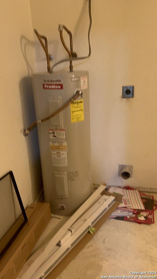 utility room featuring water heater