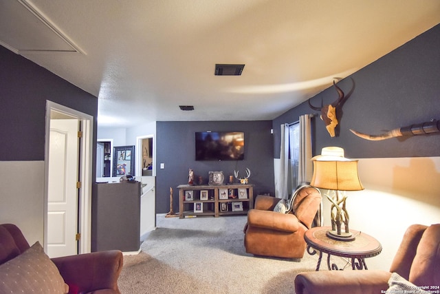 living room featuring carpet