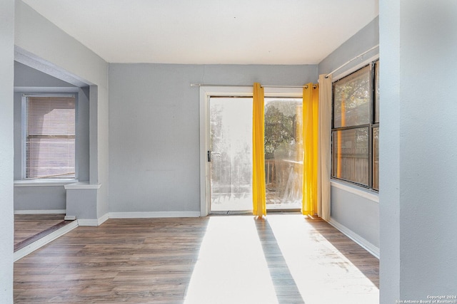 spare room with wood-type flooring