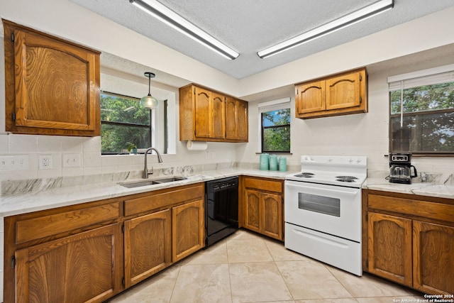 kitchen featuring dishwasher, sink, plenty of natural light, and electric stove