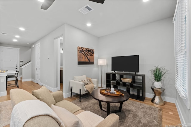 living room featuring light hardwood / wood-style floors